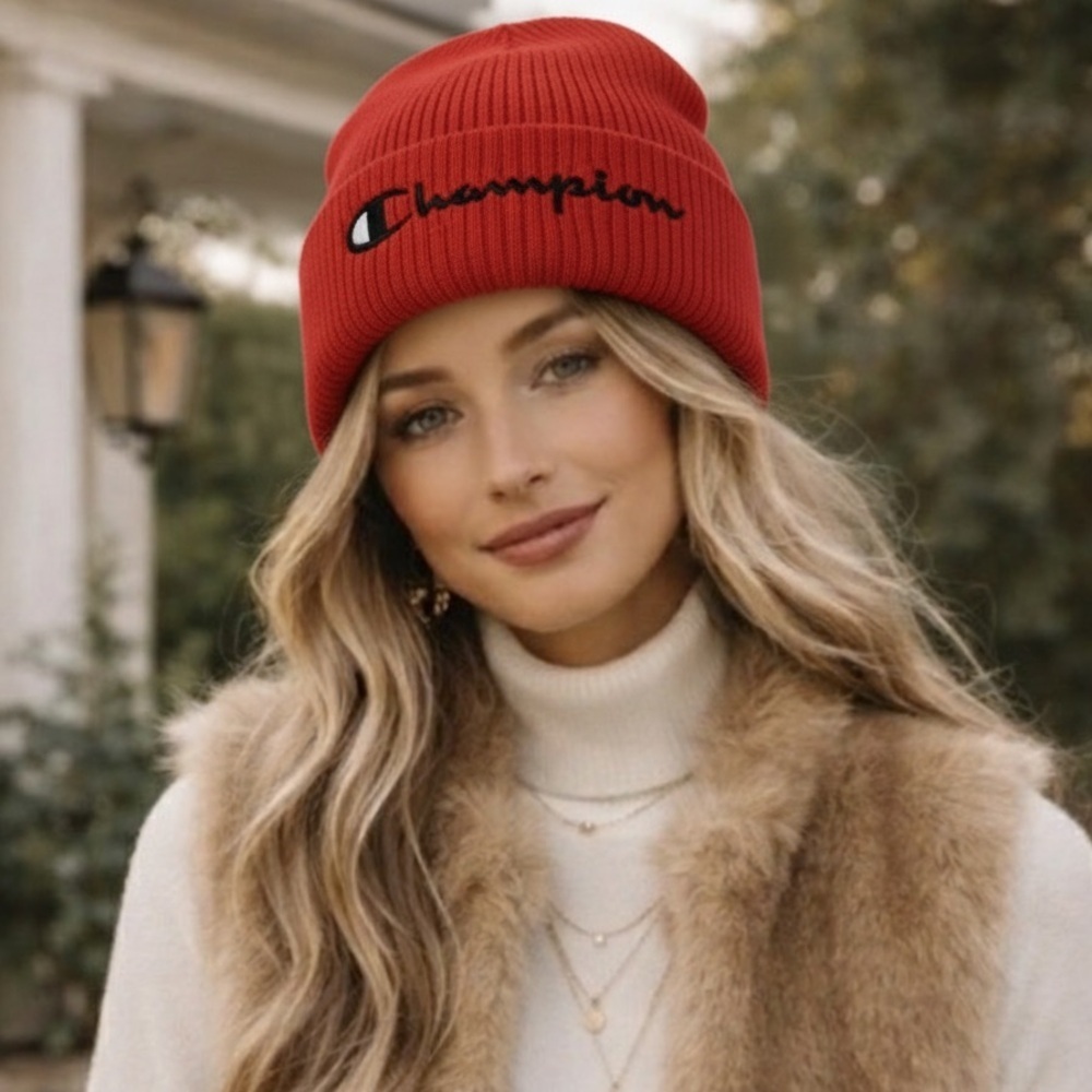 Ladies red champion winter hat